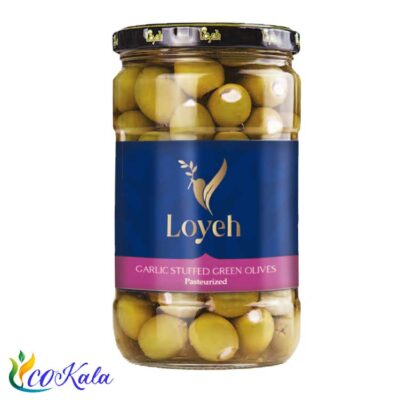 زیتون سبز با مغز سیر 700 گرمی لویه