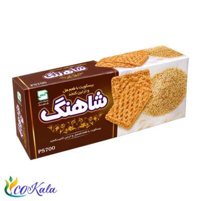 بیسکویت آرد جو با طعم هل و تزئین کنجد شاهنگ